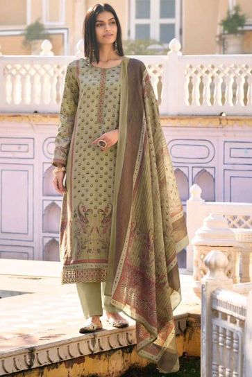 Alluring Viscose Fabric Green Color Printed Salwar Suit