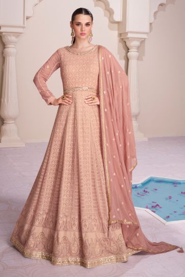 Georgette Fabric Function Wear Magnificent Readymade Anarkali Style Long Gown With Dupatta