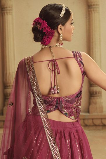 Aristocratic Sequins Work On Pink Color Lehenga In Art Silk Fabric
