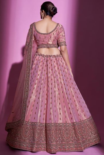 Komal Vora Captivating Art Silk Fabric Pink Color Lehenga