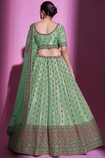 Komal Vora Enriching Green Color Art Silk Fabric Lehenga