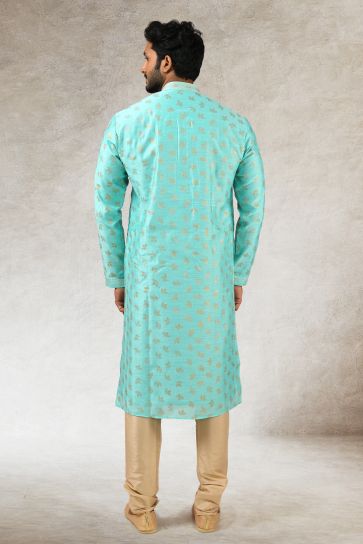 Stunning Art Silk Fabric Printed Function Wear Readymade Kurta Pyjama For Men