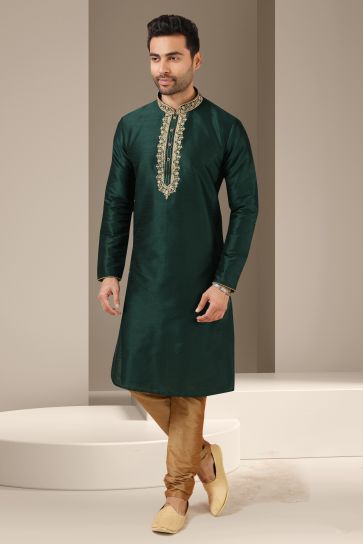 Function Wear Readymade Glamorous Kurta Pyjama For Men In Banarasi Art Silk Fabric