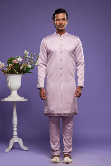 Banarasi Art Silk Fabric Pink Color Lavish Function Wear Readymade Indo Western