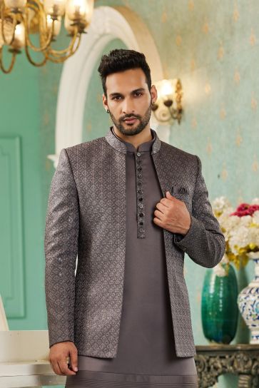 Blazing Brown Color Art Silk Fabric Function Wear Readymade Jodhpuri For Men