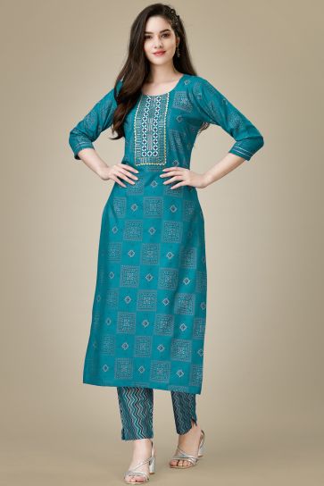 Buy Designer Floral Printed Cotton Gota Lace Hand Embroidery Work Kurti  With Pant and Dupatta Set, Jaipuri Style Kurti With Pant Set, Gift Online  in India - Etsy