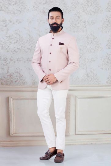 Engaging Fancy Wedding Wear Jodhpuri Suit In Pink Color