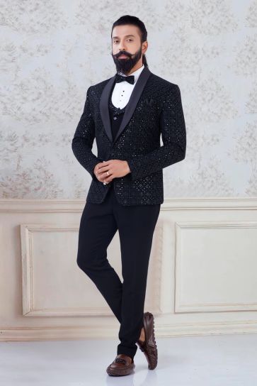 PARX Blazer & Trouser Set Self Design Men Suit