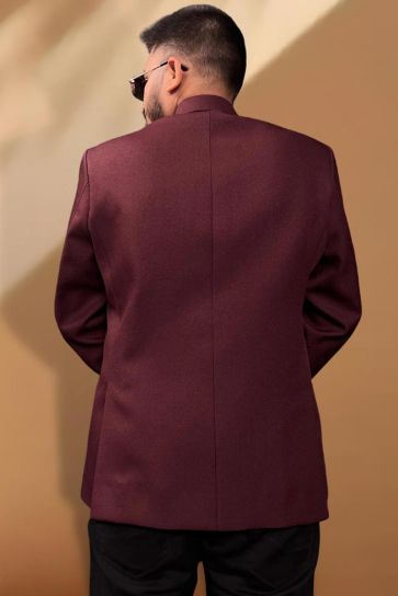 Maroon Gorgeous Fancy Fabric Reception Wear Readymade Blazer For Men