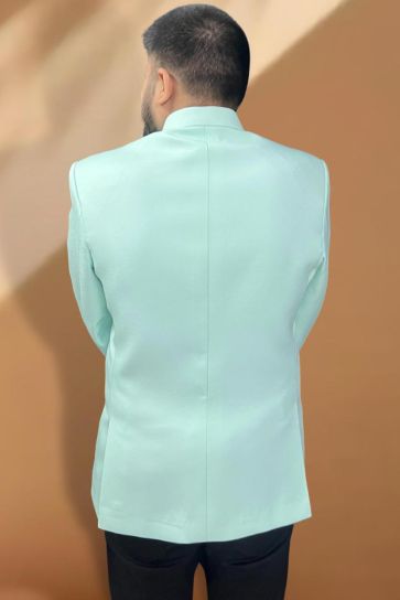 Sea Green Color Fancy Fabric Party Wear Readymade Designer Blazer For Men
