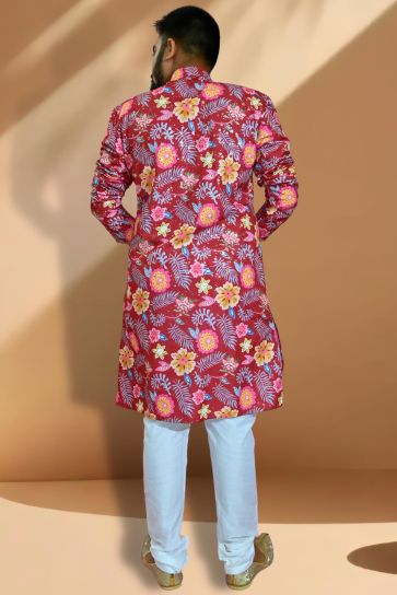 Stunning Cotton Fabric Readymade Kurta Pyjama For Men