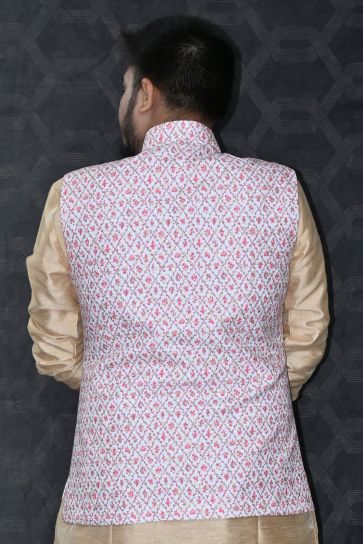 Cotton Wedding Wear Readymade Designer Men Pink Color Jacket
