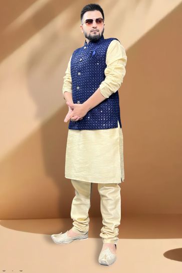 Designer Elegant Nehru Modi Jacket with Kurta Pajama Set - sethnik.com
