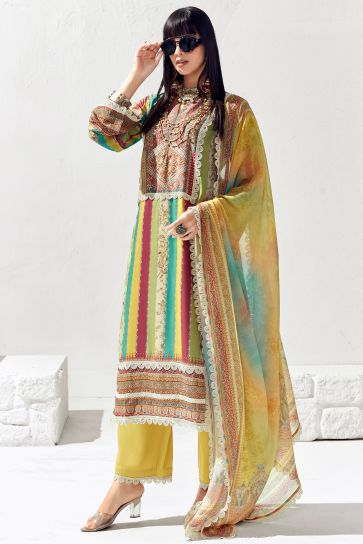 Engaging Multi Color Printed Cotton Salwar Suit 