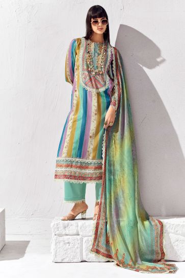 Incredible Printed Multi Color Cotton Salwar Suit