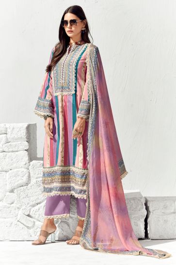 Tempting Printed Multi Color Cotton Salwar Suit 
