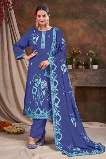 Blue Color Jacquard Fabric Glamorous Readymade Salwar Suit