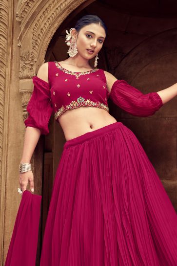 Rani Color Georgette Fabric Enticing Function Style Readymade Lehenga