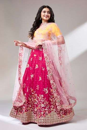 Sequins Work Occasion Wear Lehenga Choli In Pink Color Georgette Fabric