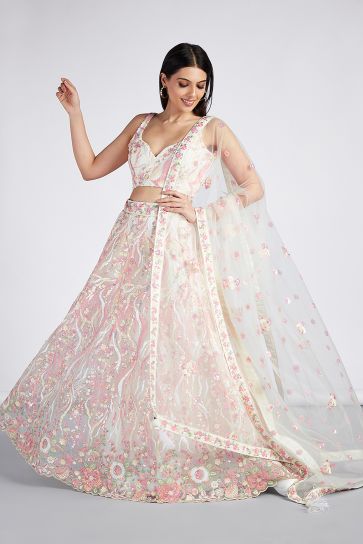 Buy Ivory & Pink Guncha Embroidered Lehenga Set Online - RI.Ritu Kumar India  Store View