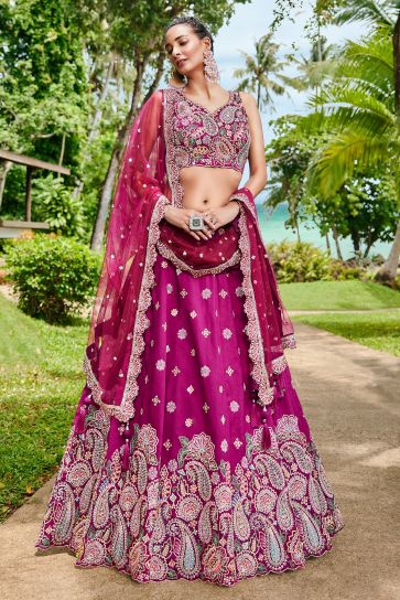 Buy Yellow Embroidered Lehenga Online in USA with Red Orange Dupatta – Pure  Elegance