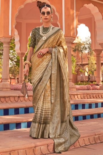 Multi Color Wonderful Kachhi Silk Saree With Weaving Work