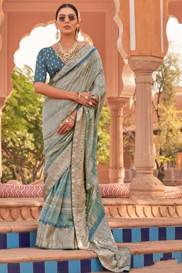 Radiant Multi Color Kachhi Silk Saree With Weaving Work