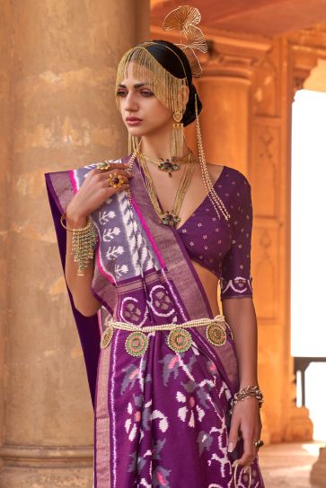 Purple Color Art Silk Fabric Admirable Saree In Casual Wear