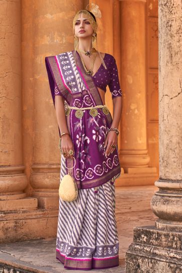 Purple Color Art Silk Fabric Admirable Saree In Casual Wear