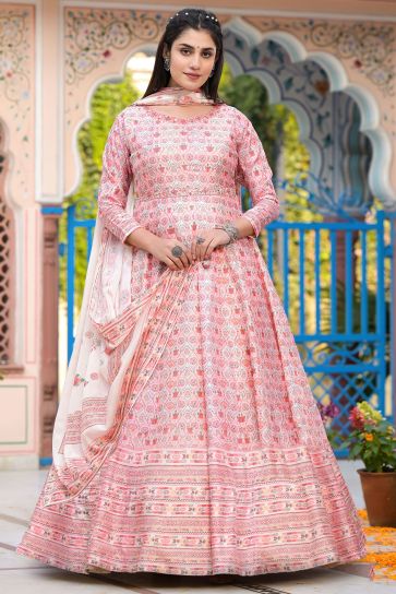 Buy White Long Anarkali Gown Poshak at Rs. 650 online from Surati Fabric  fancy kurtis : Poshak-White
