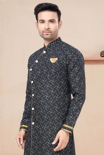 Readymade Glamorous Printed Indo Western For Men In Cotton Fabric