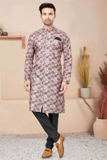 Printed Multi Color Pretty Readymade Indo Western For Men In Cotton Fabric