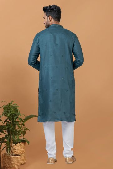 Cotton Fabric Readymade Glamorous Kurta Pyjama For Men