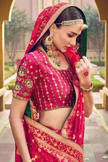 Rani Color Georgette Fabric Wedding Wear Contemporary Saree