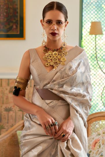 Kalki Koechlin Multi Color Miraculous Handloom Weaving Saree In Tissue Fabric