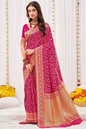 Rani Art Silk Fancy Weaving Work Sangeet Wear Saree