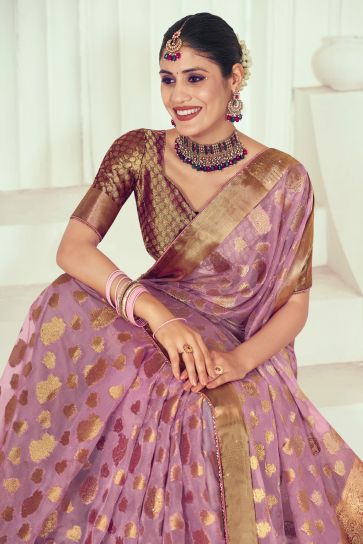 Imperial Purple Color Silk Fabric Saree With Weaving Work