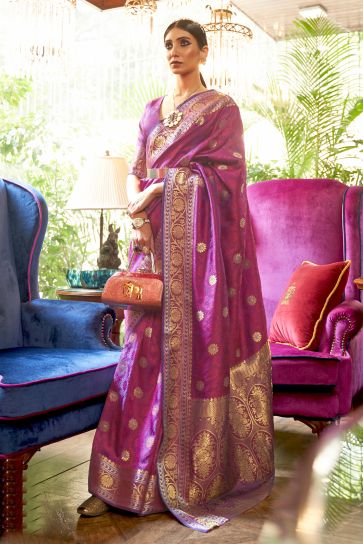 Delight Purple Color Weaving Work Art Silk Saree
