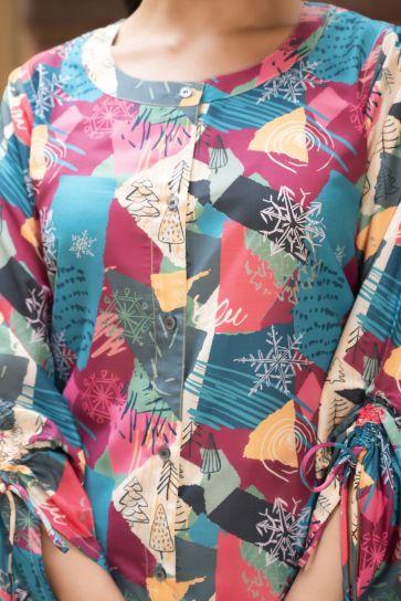 Exclusive Digital Printed Multi Color Muslin Fabric Co-Ord Set