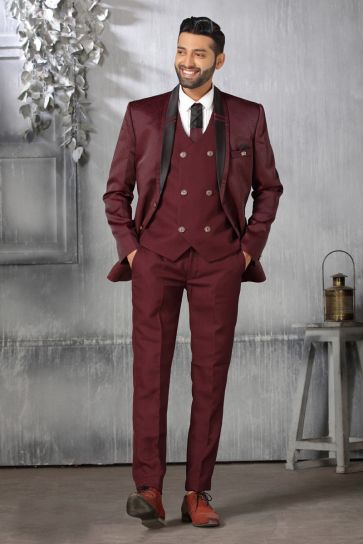 Vivacious Art Silk Fabric Coat Suit In Maroon Color