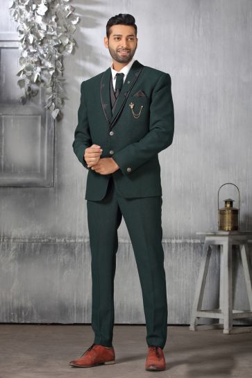 Excellent Dark Green Color Fancy Fabric Coat Suit