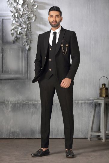Black Color Fancy Fabric Coveted Coat Suit