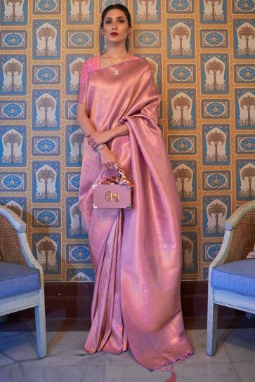Art Silk Fabric Function Wear Peach Color Wonderful Saree