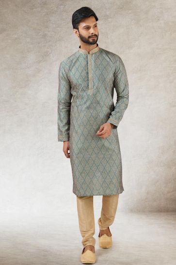 Aristocratic Ethnic Look Multi Color Art Silk Kurta Pyjama
