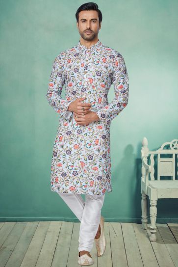 Stunning Fancy Fabric Function Wear Printed Readymade Kurta Pyjama For Men