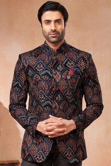 Velvet Stunning Multi Color Wedding Wear Readymade Men Jodhpuri Jacket