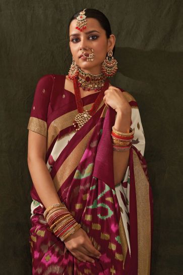 Off White Color Art Silk Fabric Special Saree With Printed Work