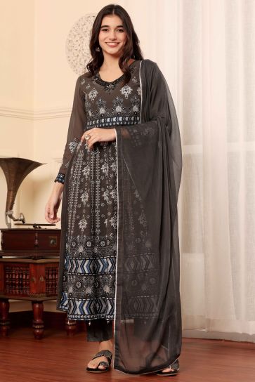 Brown Color Georgette Fabric Function Wear Vintage Salwar Suit
