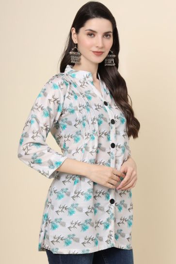 Readymade Off White Color Beatific Look Short Cotton Kurti