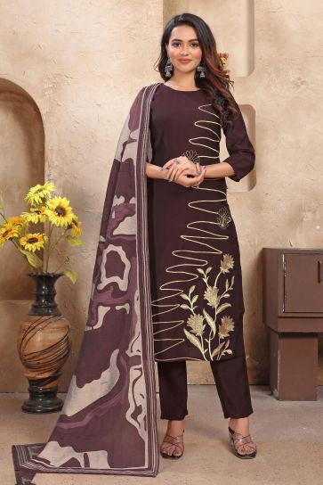 Graceful Festive Wear Readymade Purple Color Art Silk Salwar Suit
